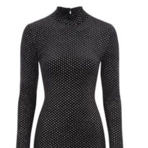 Black velvet polka dot dress by Jane Norman UK